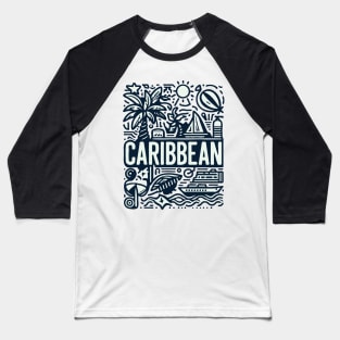 Vintage Caribbean Typography Design Baseball T-Shirt